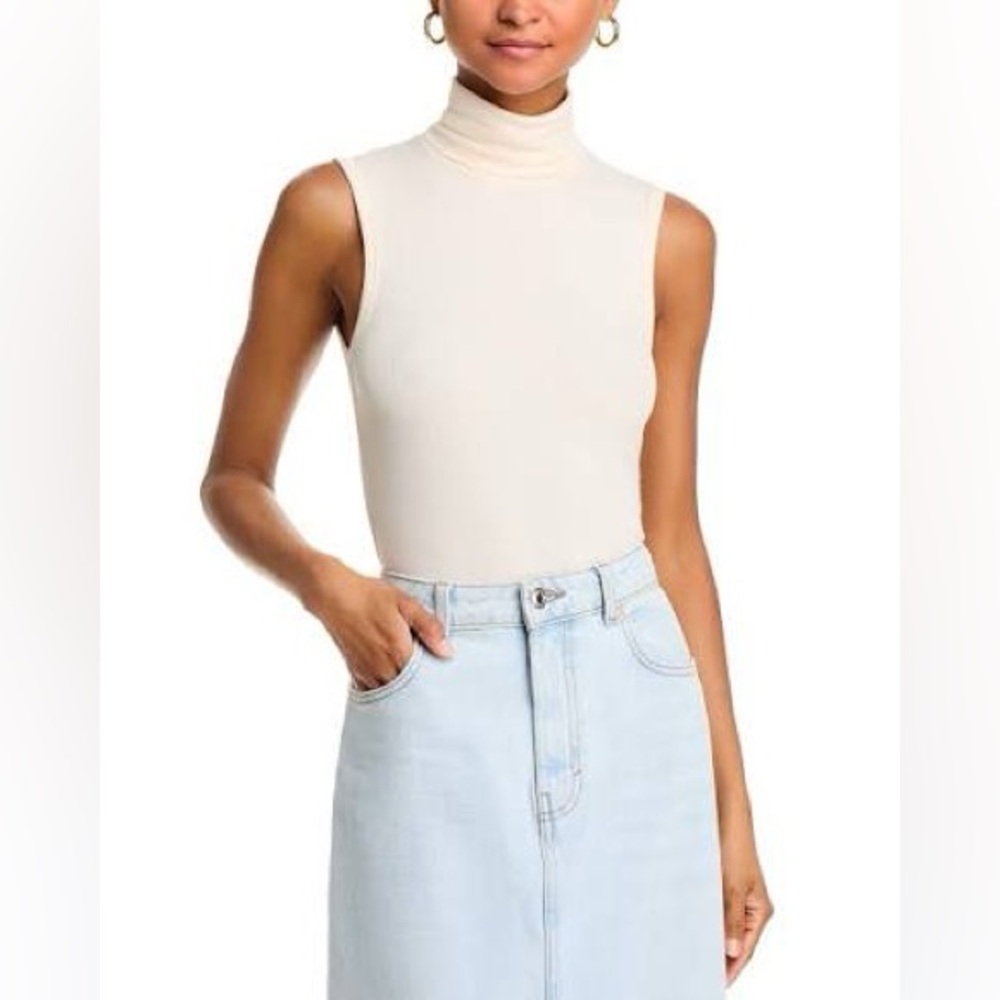 NWT ATM Sleeveless Cream Turtleneck Top